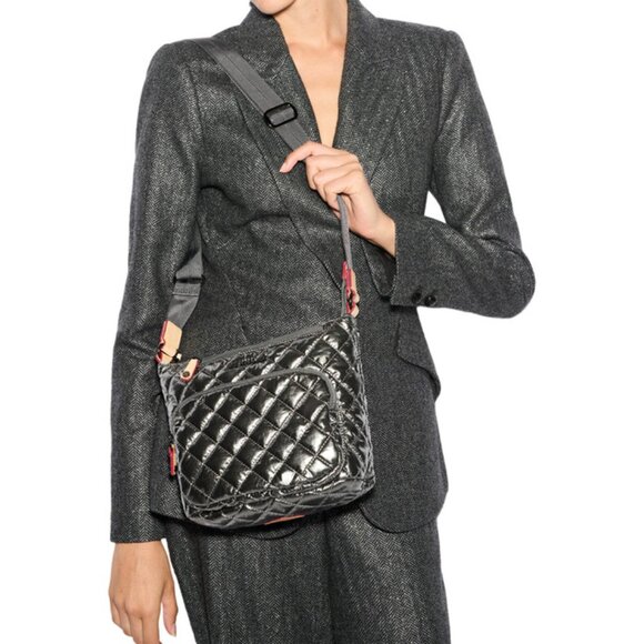 MZ Wallace Pewter Metallic Metro Scout Crossbody Deluxe NWT - Picture 1 of 8